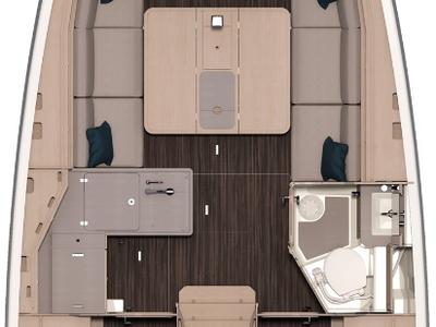 Floor plan of Myriad’ V, a Dufour 37 sailboat at Marseille, France
