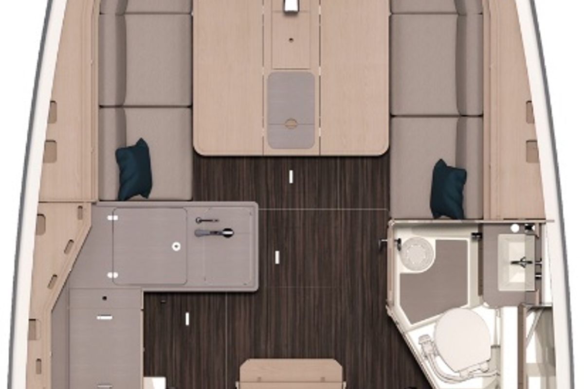 Floor plan of Myriad’ V, a Dufour 37 sailboat at Marseille, France