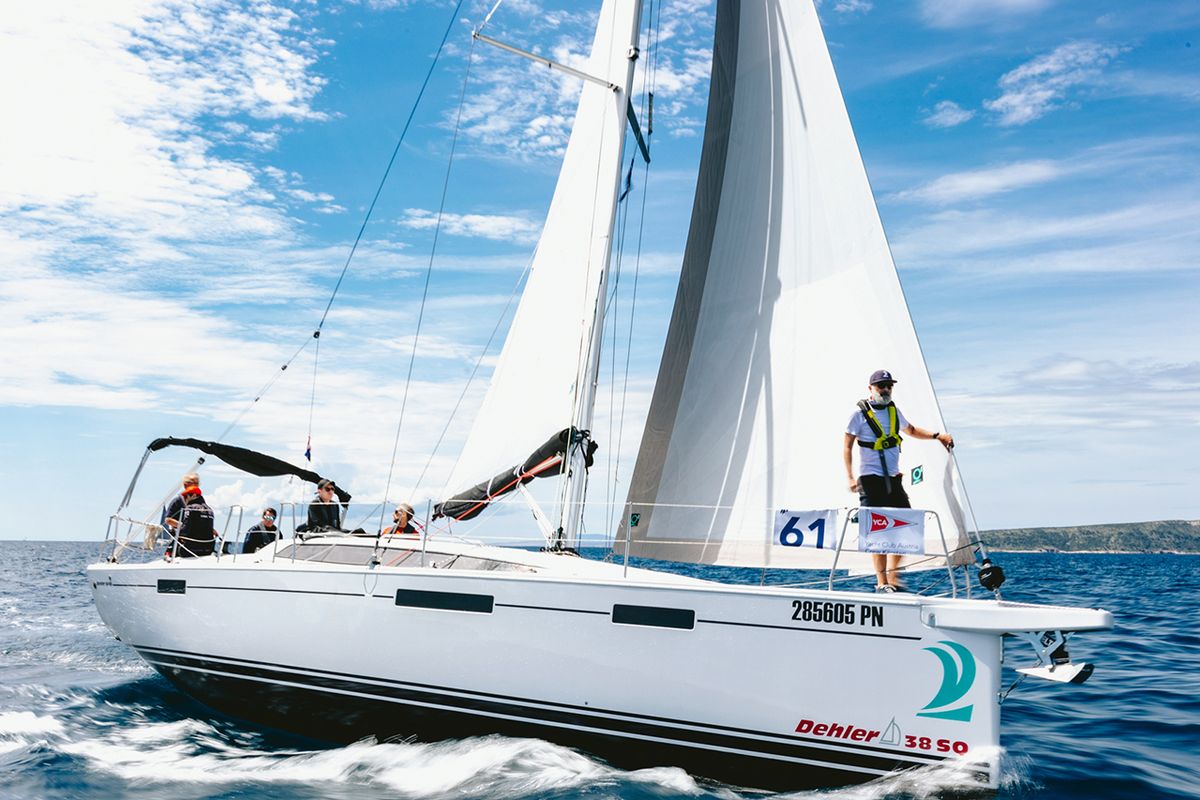 Exterior view of Lieutenant Dan, a Dehler 38 SQ sailboat at Punat, Croatia
