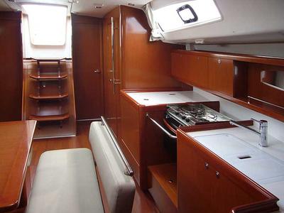 Galley of GOODBAR, a Beneteau Oceanis 43 sailboat at Lisbon, Portugal