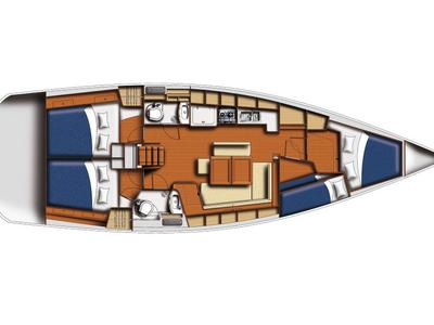 Floor plan of GOODBAR, a Beneteau Oceanis 43 sailboat at Lisbon, Portugal