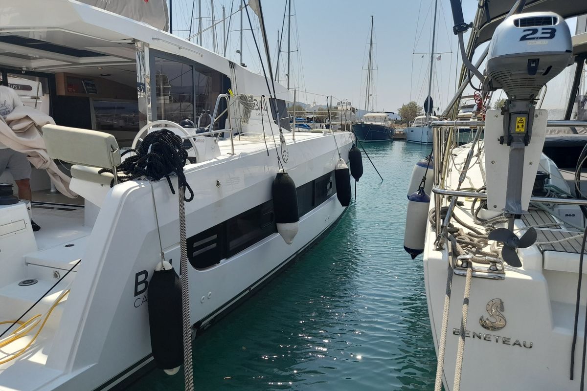 Exterior view of Marestrella, a Bali Catspace catamaran at Municipal Unit of Lefkada, Greece