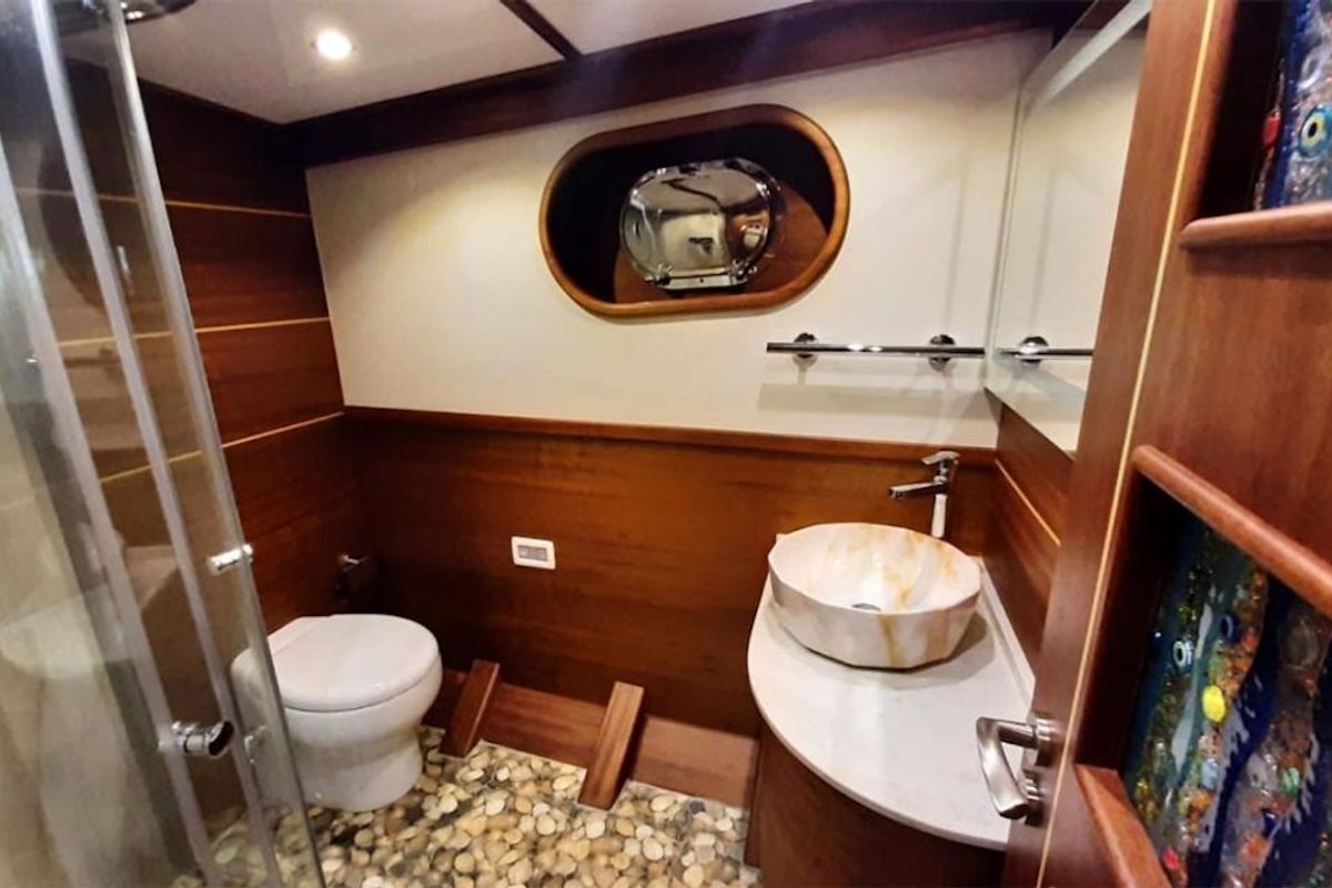 Head on CARPEDIEM CORAL, a Gulet Custom built 183 yacht at Bodrum, Turkey