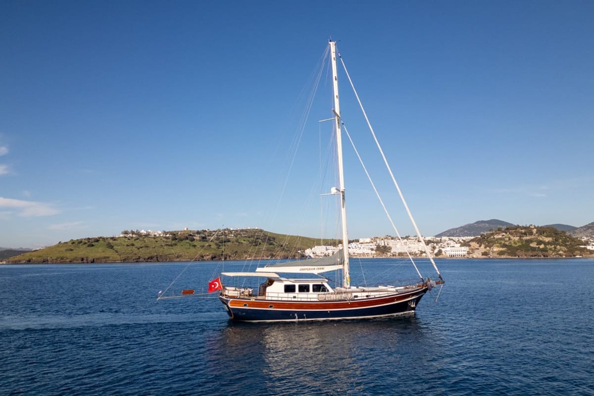Deck of CARPEDIEM CORAL, a Gulet Custom built 183 yacht at Bodrum, Turkey