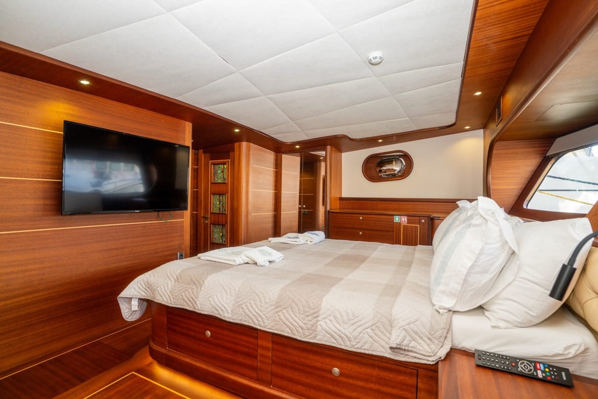 Exterior view of CARPEDIEM CORAL, a Gulet Custom built 183 yacht at Bodrum, Turkey