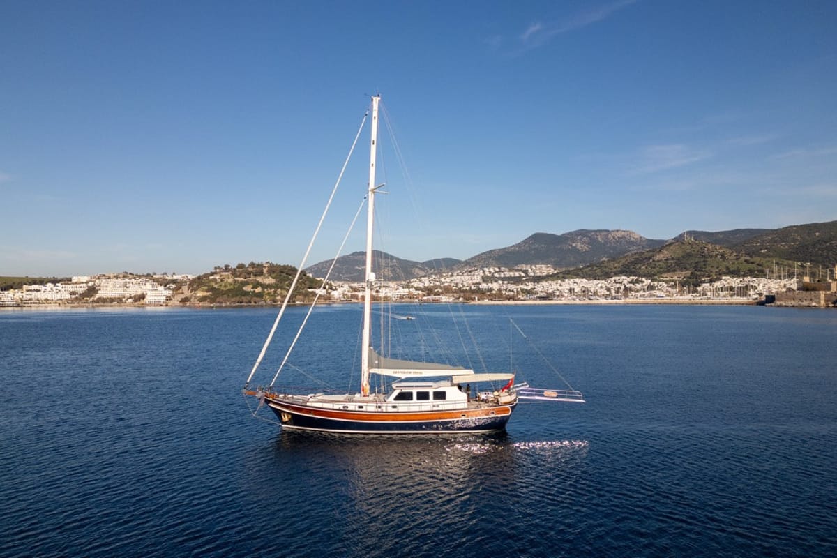 Exterior view of CARPEDIEM CORAL, a Gulet Custom built 183 yacht at Bodrum, Turkey