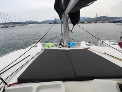 Deck of Alex Jr., a Lagoon 450 Fly catamaran at Volos Municipality, Greece
