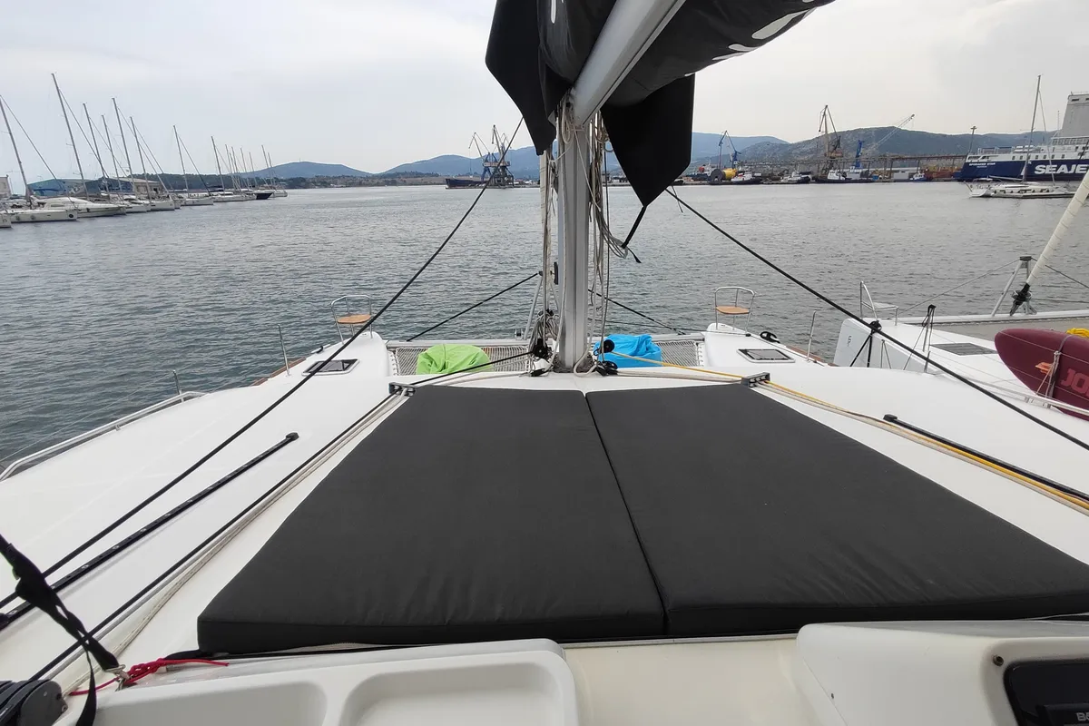 Deck of Alex Jr., a Lagoon 450 Fly catamaran at Volos Municipality, Greece