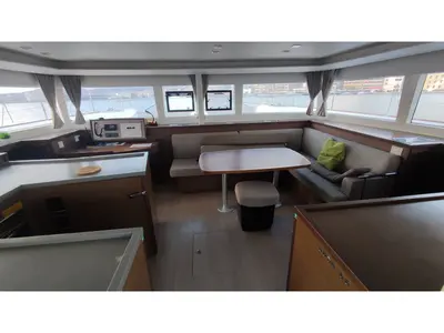 Salon of Alex Jr., a Lagoon 450 Fly catamaran at Volos Municipality, Greece
