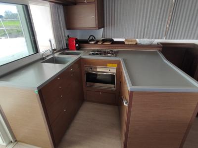Galley of Alex Jr., a Lagoon 450 Fly catamaran at Volos Municipality, Greece