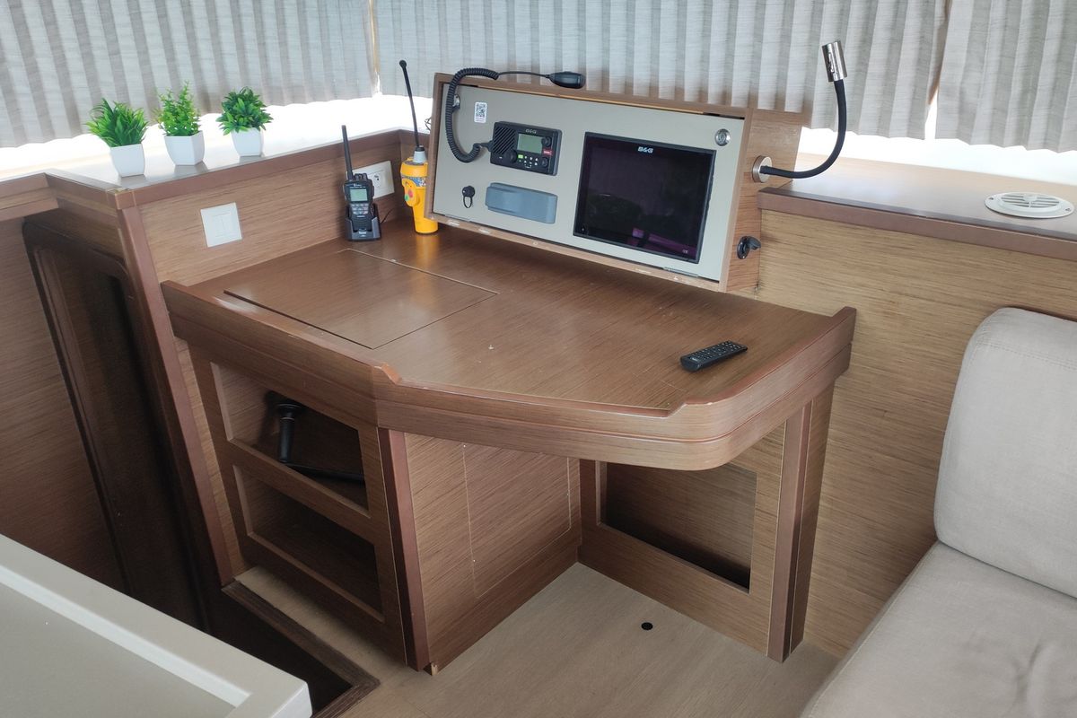 Cockpit of Alex Jr., a Lagoon 450 Fly catamaran at Volos Municipality, Greece