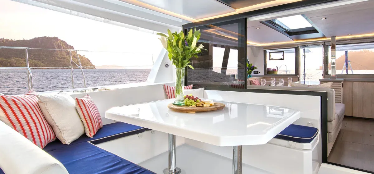Deck of Moorings 4500L/10 Exclusive, a Leopard 45 catamaran at Pa Khlok, Thailand