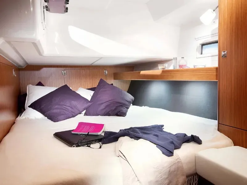 Cabin on Captain John, a Bavaria 46 Cruiser sailboat at Municipal Unit of Lefkada, Greece