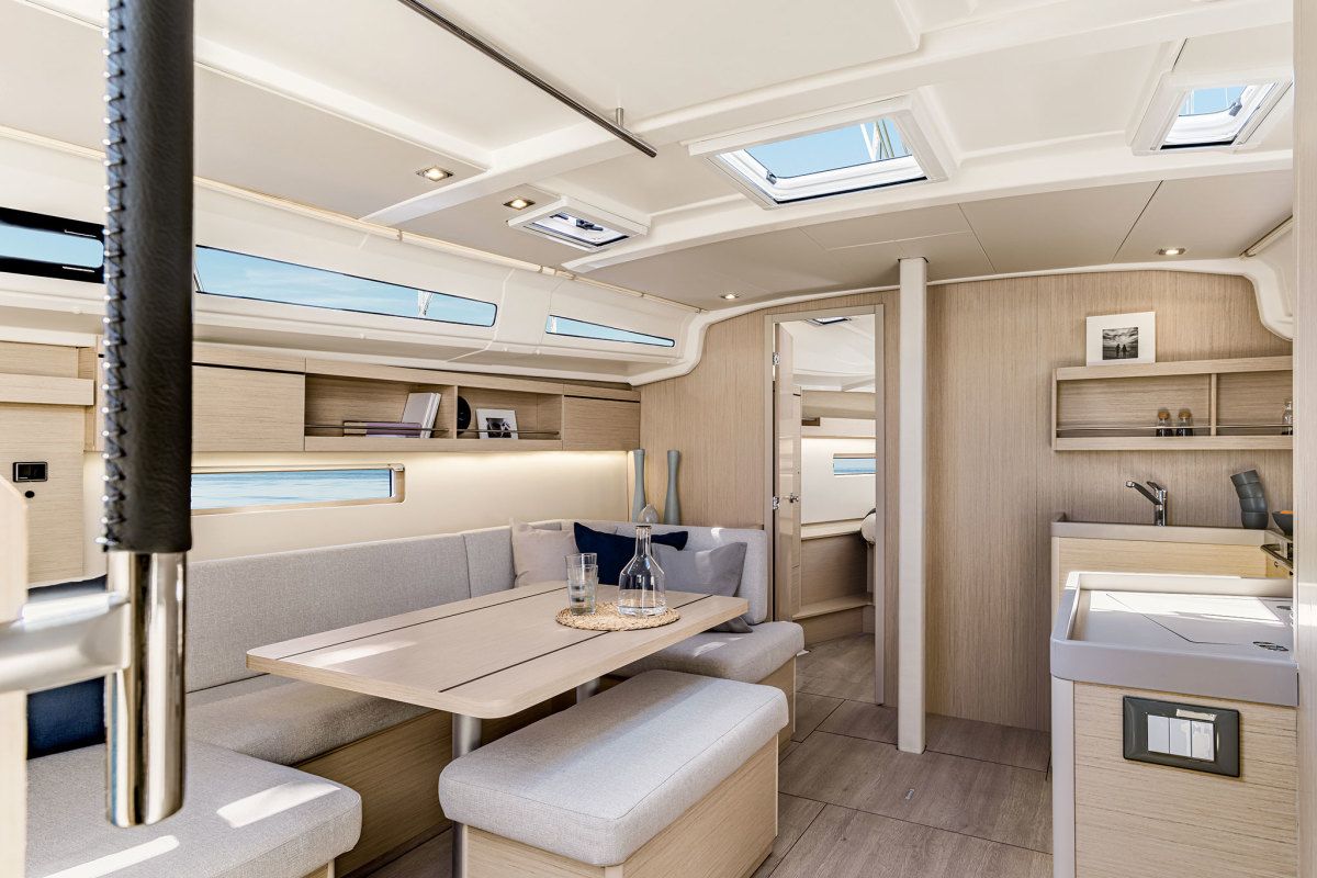 Salon of Noi, a Beneteau Oceanis 40.1 sailboat at Marmaris, Turkey