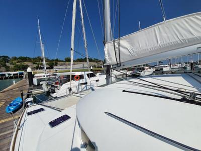 Deck of Amelie, a Lagoon 380 catamaran at Baan Salak Phet, Thailand