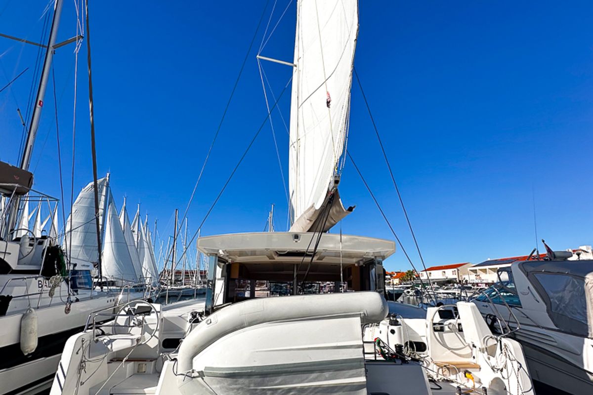 Exterior view of Aussie, a Bali Catsmart catamaran at Pirovac, Croatia