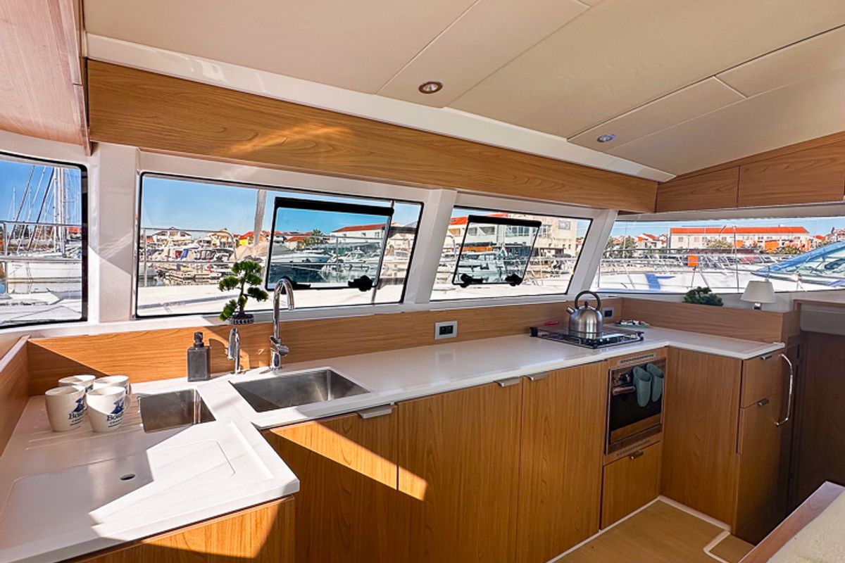 Galley of Aussie, a Bali Catsmart catamaran at Pirovac, Croatia