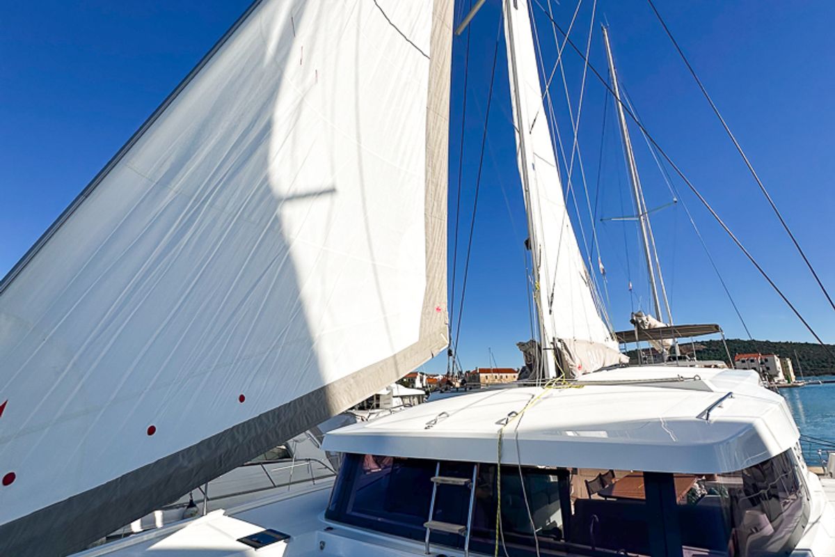 Exterior view of Aussie, a Bali Catsmart catamaran at Pirovac, Croatia