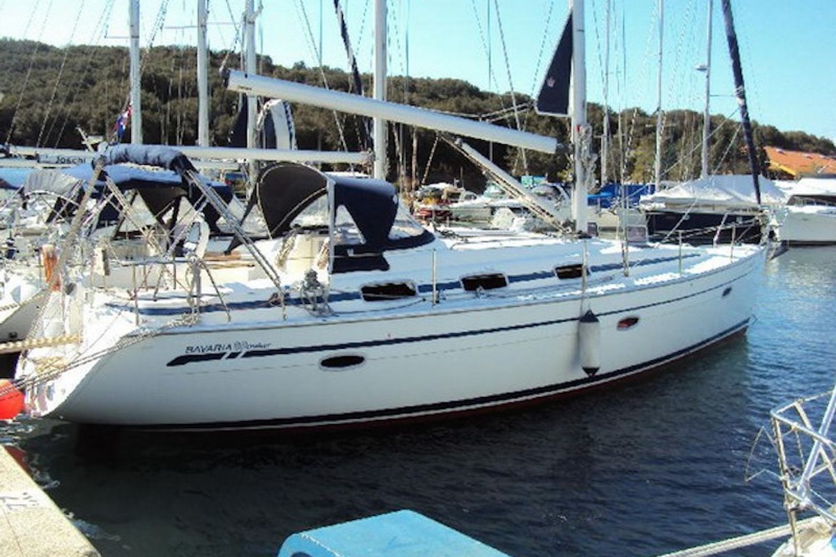 Exterior view of Marja, a Bavaria 39 Cruiser sailboat at Trget, Croatia