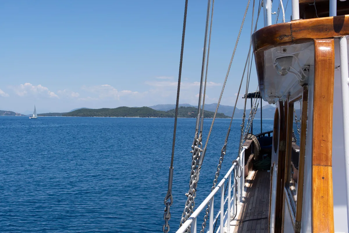 Deck of Artemis, a Gulet Gulet gulet at Salamina Municipal Unit, Greece