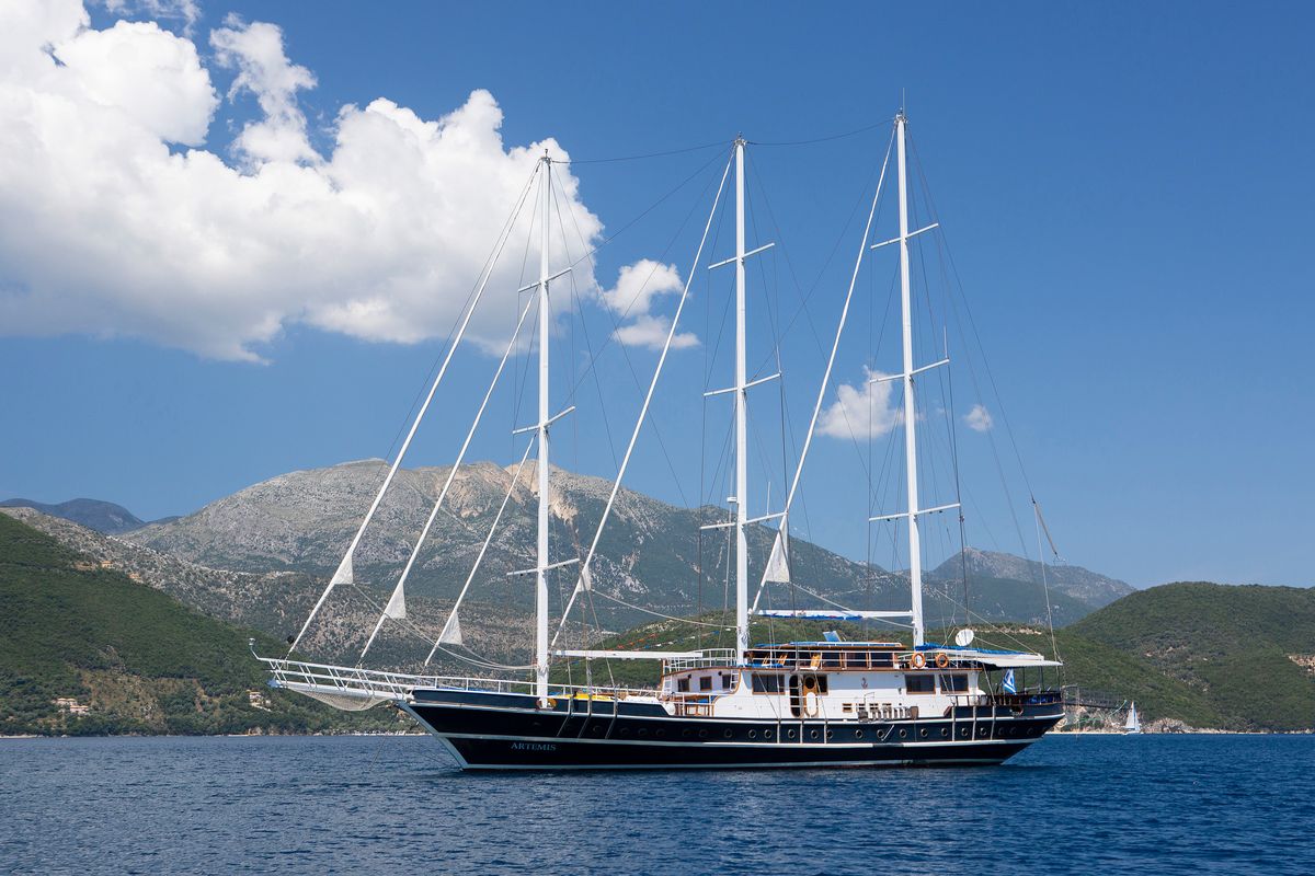 Exterior view of Artemis, a Gulet Gulet gulet at Salamina Municipal Unit, Greece