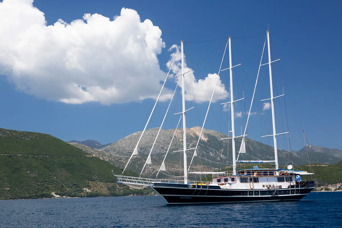 Exterior view of Artemis, a Gulet Gulet gulet at Salamina Municipal Unit, Greece