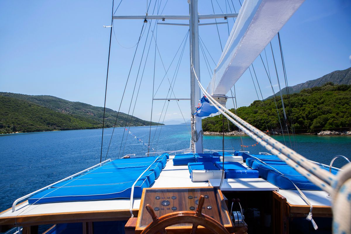 Cockpit of Artemis, a Gulet Gulet gulet at Salamina Municipal Unit, Greece