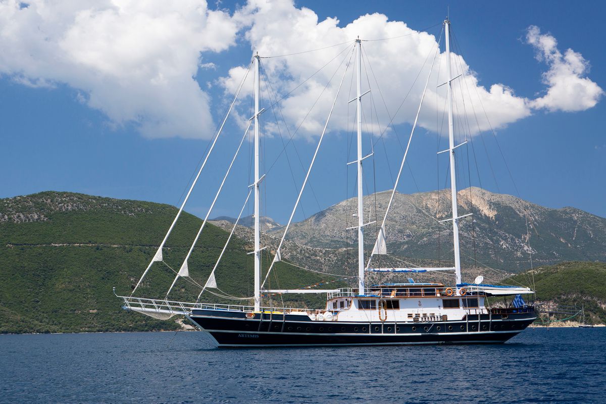 Exterior view of Artemis, a Gulet Gulet gulet at Salamina Municipal Unit, Greece