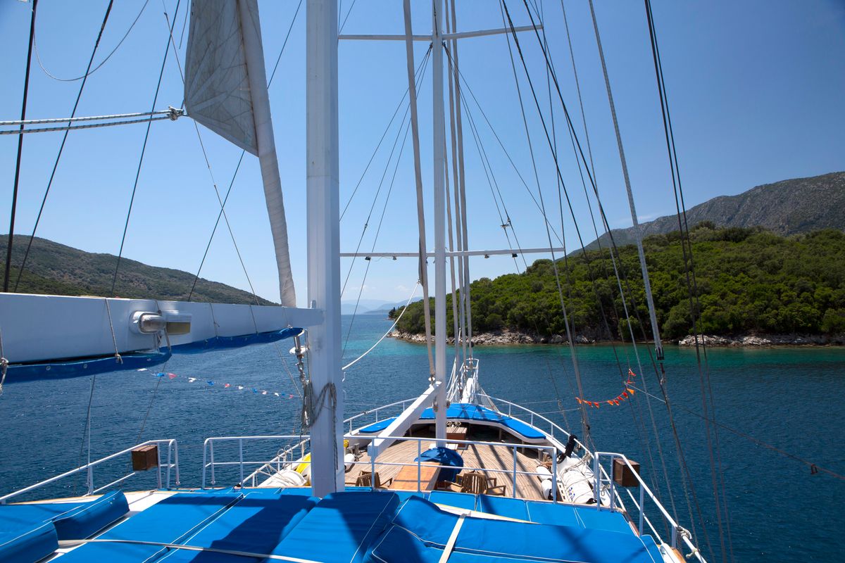 Deck of Artemis, a Gulet Gulet gulet at Salamina Municipal Unit, Greece