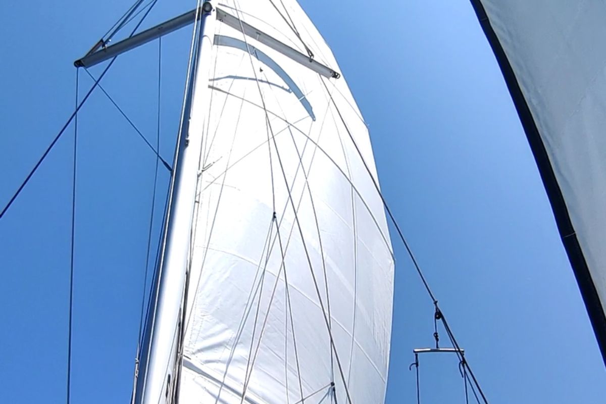 Exterior view of Aktaia, a Lagoon 42 catamaran at Agios Stefanos, Greece