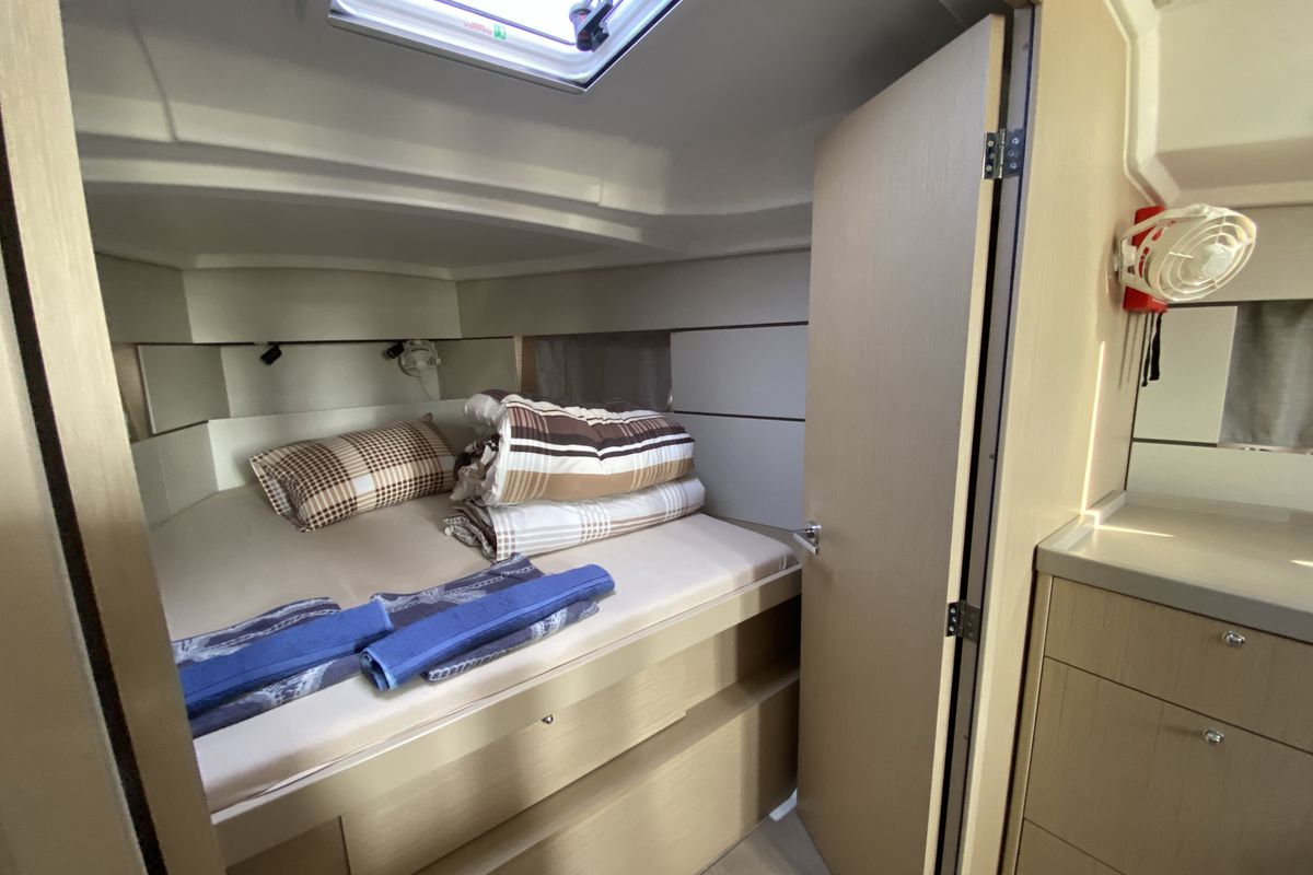 Cabin on Helena, a Beneteau Oceanis 38.1 sailboat at Fethiye, Turkey