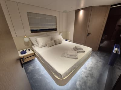 Cabin on First Horizon, a Azimut Grande 26M catamaran at Grad Šibenik, Croatia