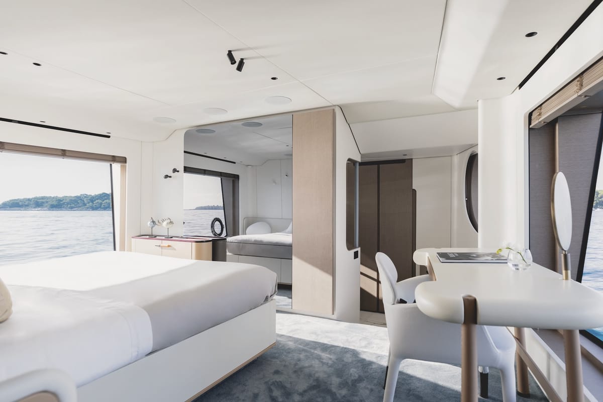 Cabin on First Horizon, a Azimut Grande 26M catamaran at Grad Šibenik, Croatia