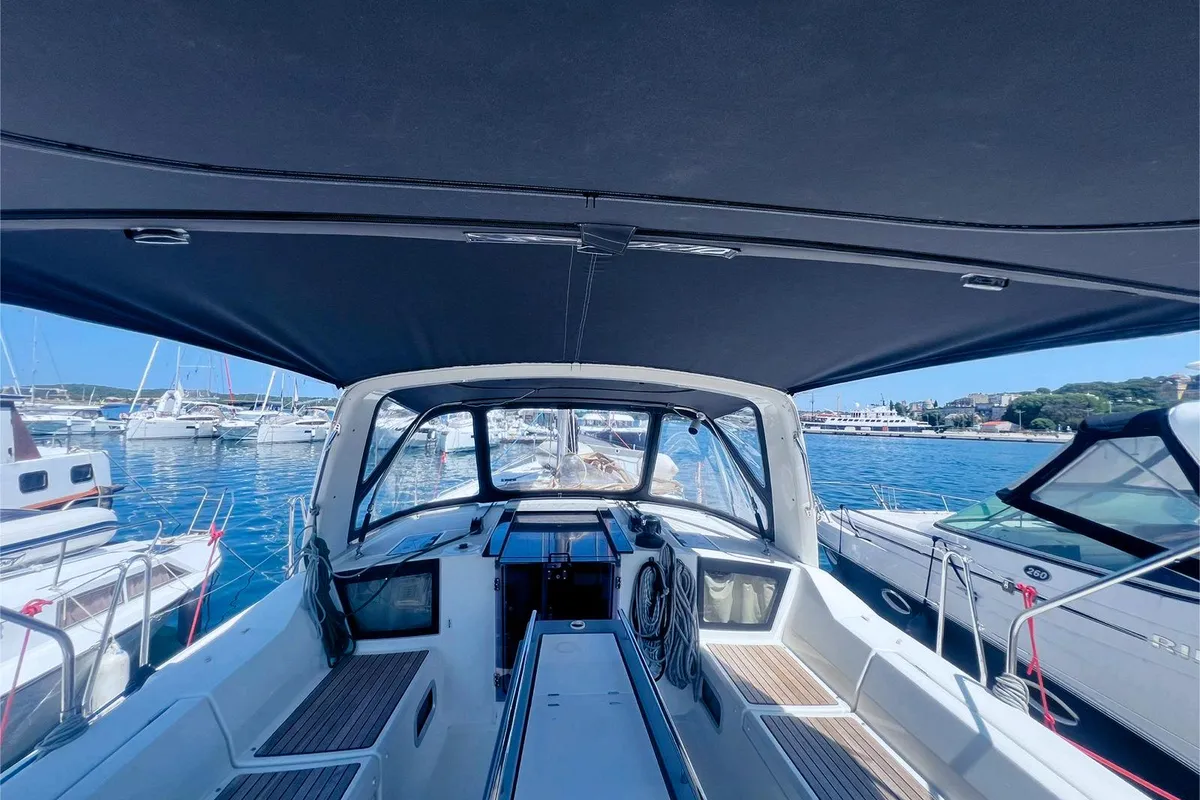 Cockpit of Office 2, a Beneteau Oceanis 41.1 sailboat at Split, Croatia