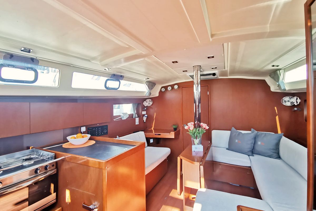 Salon of Office 2, a Beneteau Oceanis 41.1 sailboat at Split, Croatia