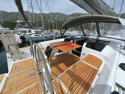 Deck of Vivien, a Hanse Yachts Hanse 418 sailboat at Dubrovnik, Croatia