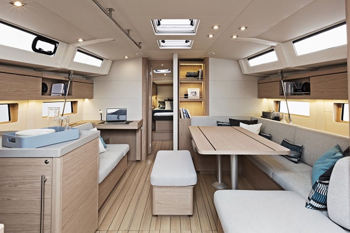 Salon of Sine Cura III 3136, a Beneteau Oceanis 46.1 sailboat at Seget Donji, Croatia