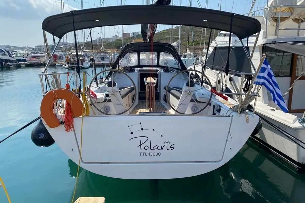 Exterior view of Polaris, a Dehler 38 SQ sailboat at Lavreotiki Municipal Unit, Greece