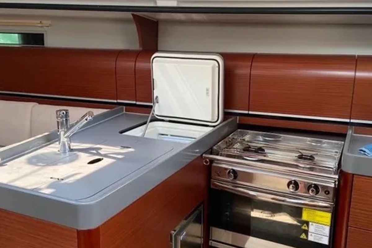 Galley of Polaris, a Dehler 38 SQ sailboat at Lavreotiki Municipal Unit, Greece