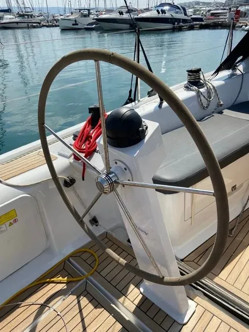 Cockpit of Polaris, a Dehler 38 SQ sailboat at Lavreotiki Municipal Unit, Greece