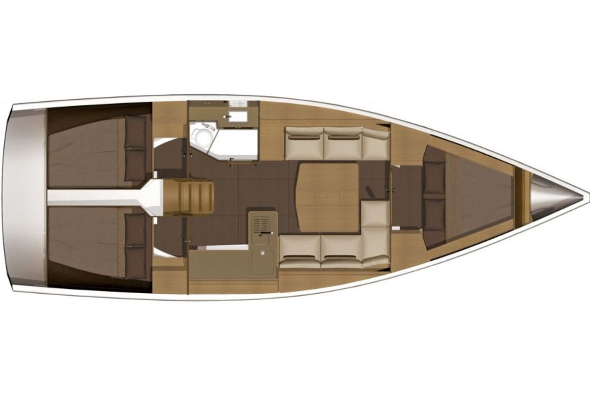 Floor plan of Kalliste, a Dufour 382 GL sailboat at Marseille, France