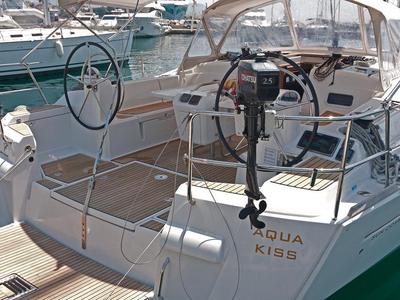 Deck of Aqua Kiss, a Jeanneau Sun Odyssey 509 sailboat at Split, Croatia
