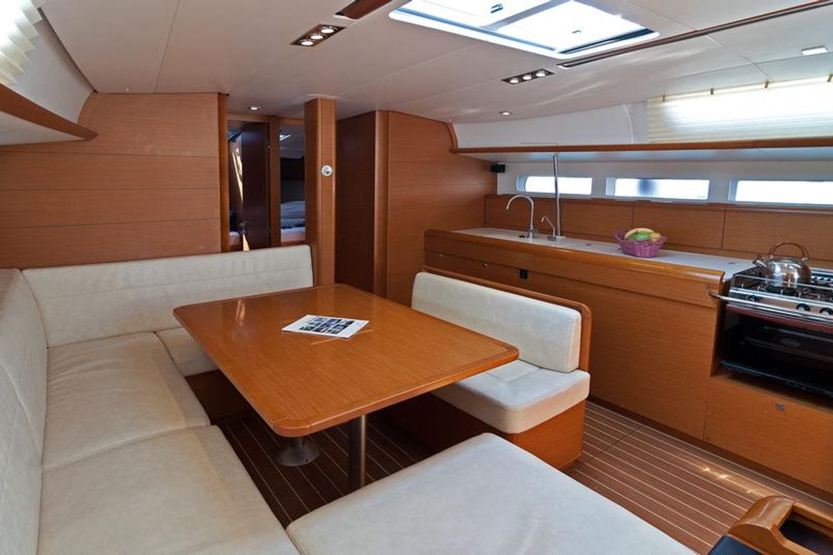 Salon of Aqua Kiss, a Jeanneau Sun Odyssey 509 sailboat at Split, Croatia