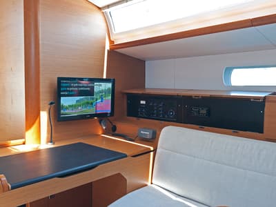 Salon of Aqua Kiss, a Jeanneau Sun Odyssey 509 sailboat at Split, Croatia