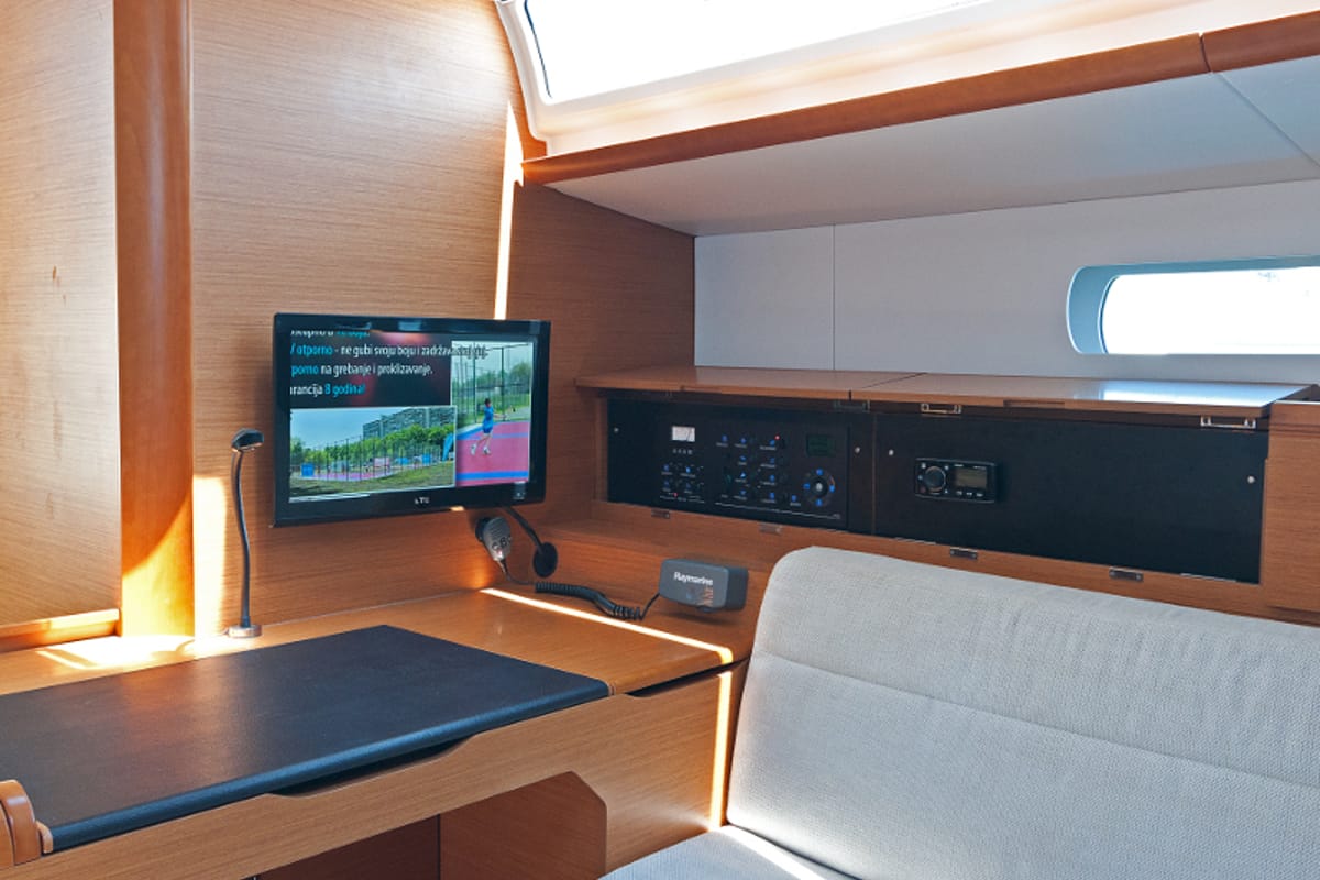 Salon of Aqua Kiss, a Jeanneau Sun Odyssey 509 sailboat at Split, Croatia