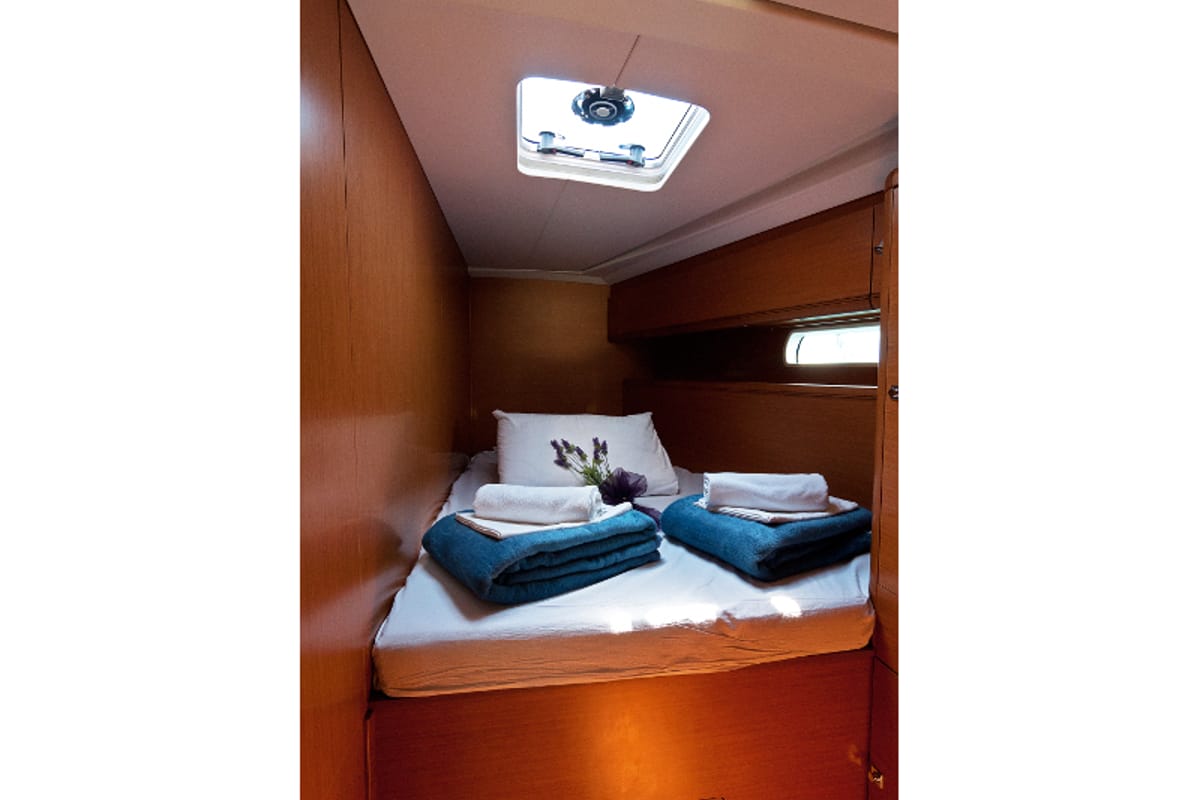 Cabin on Aqua Kiss, a Jeanneau Sun Odyssey 509 sailboat at Split, Croatia
