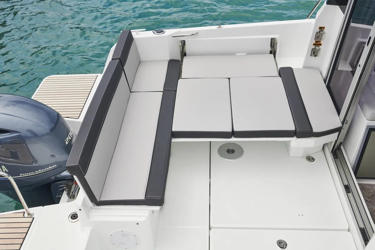Deck of NN, a Jeanneau Merry Fisher 695 Serie2 motorboat at Seget Donji, Croatia