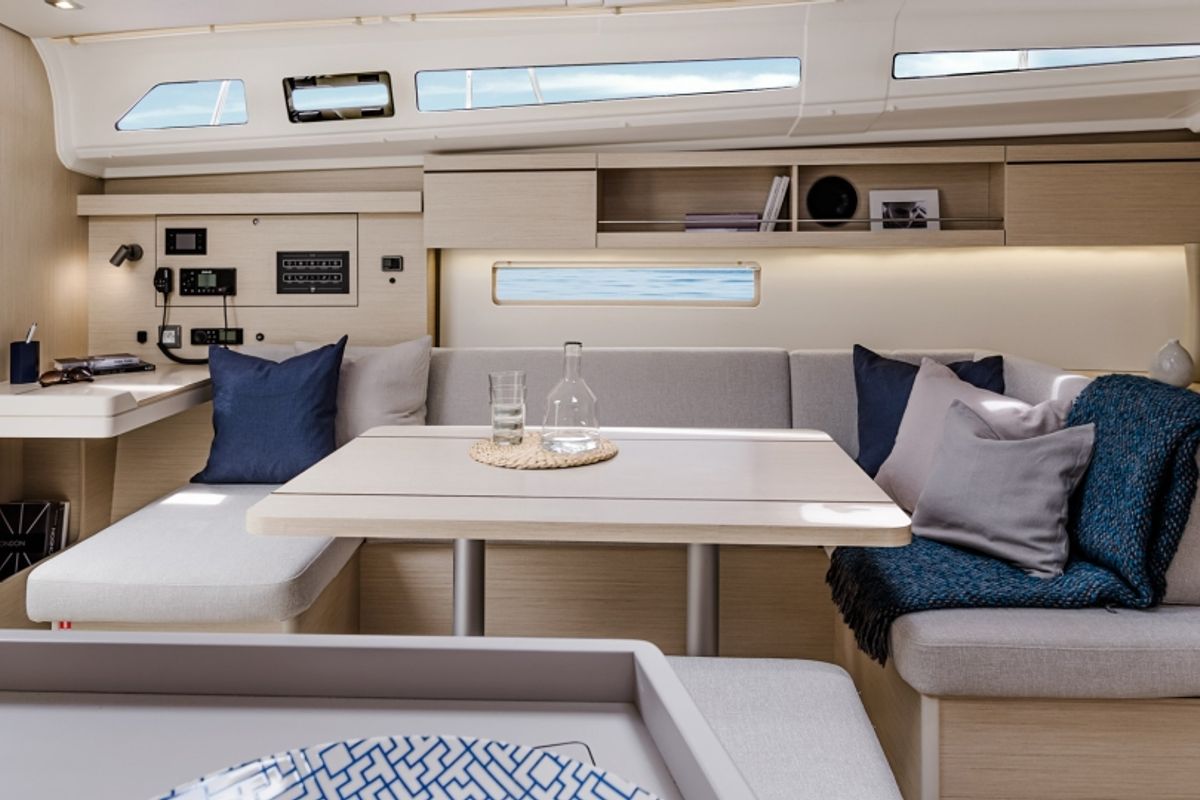 Salon of Roza, a Beneteau Oceanis 40.1 sailboat at Athens, Greece