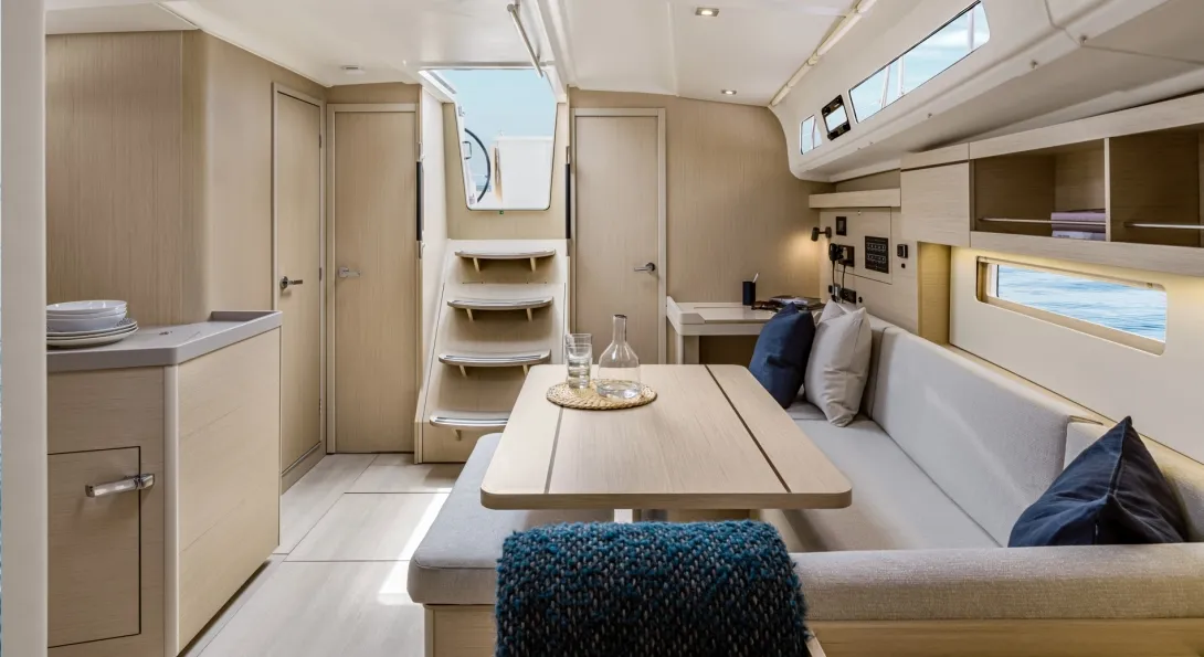 Salon of Roza, a Beneteau Oceanis 40.1 sailboat at Athens, Greece