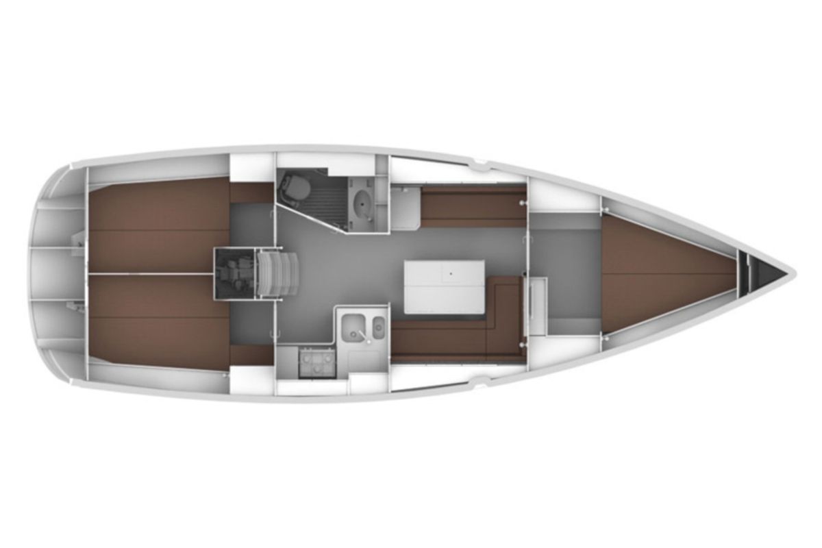 Floor plan of Mattina, a Bavaria Cruiser 37 sailboat at Municipal Unit of Lefkada, Greece